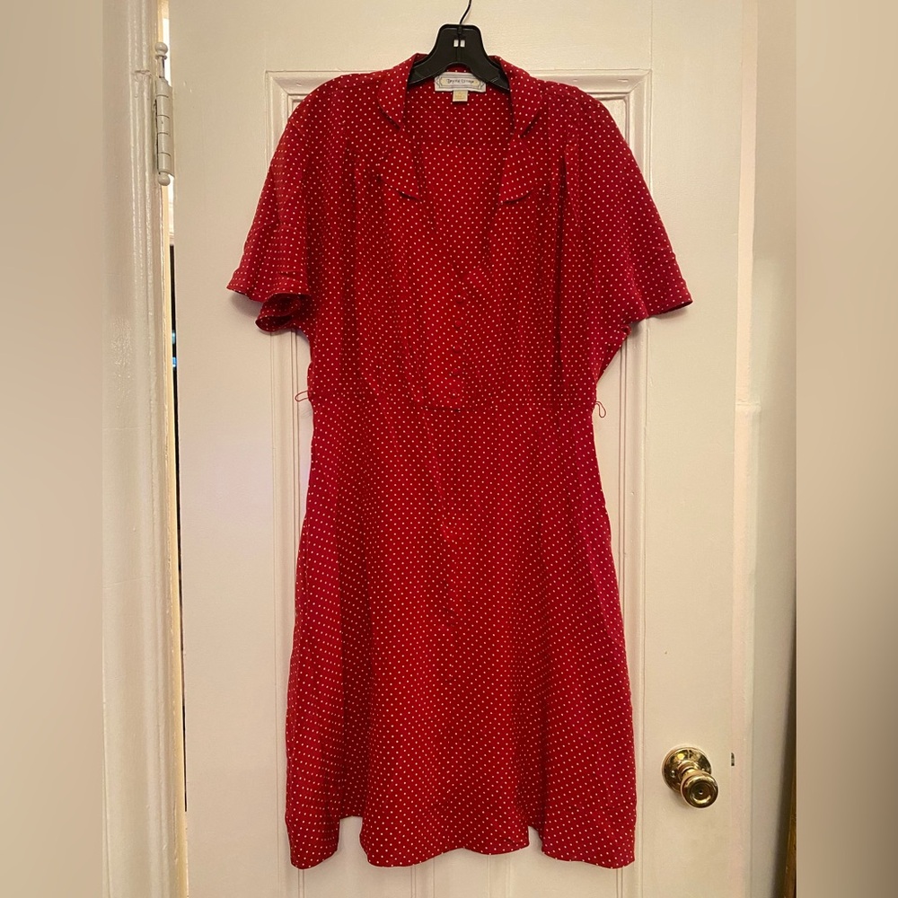 Beyond vintage red Polka dot dress in silk - size L